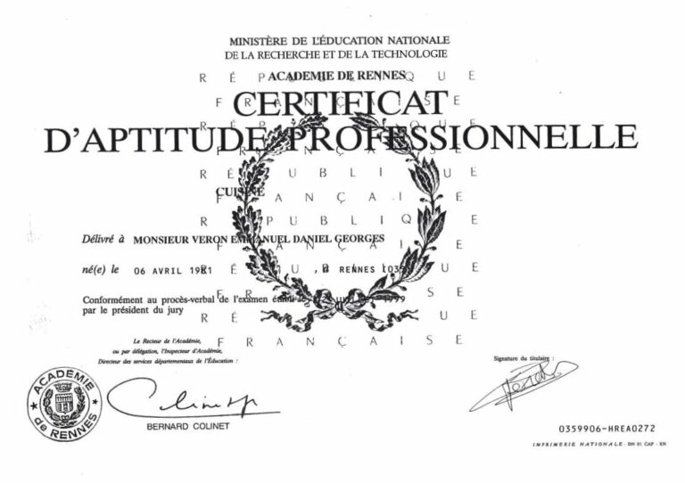 certificat aptitude professionnelle